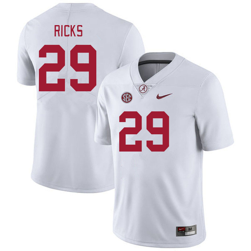 Men #29 Dezz Ricks Alabama Crimson Tide College Footabll Jerseys Stitched-White